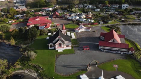 Small-historic-church-in-Maori-village,-Ohinemutu,-Rotorua,-New-Zealand