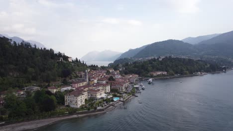 Aerial-View-Of-5-star-Luxury-Hotel-In-Bellagio-On-Lake-Como-In-Italy