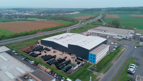 Aerial-Shot-Of-A-Industrial-Manufacturing-Facility-In-France,-Rotomolding-Technology