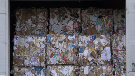 Large-Bales-Of-Papers-Inside-A-Recycling-Facility-In-Dublin,-Ireland