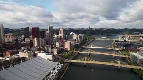 Drohnenpanorama-Der-Innenstadt-Von-Pittsburgh,-PA