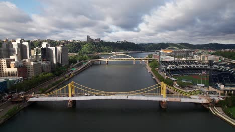 Pnc-Park-Und-Allegheny-River,-Pittsburgh,-Pennsylvania.-Luftaufnahme