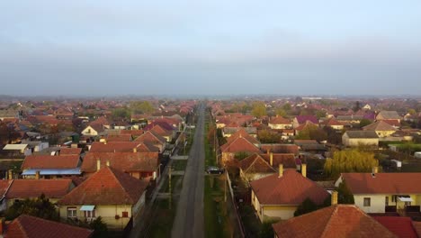 Drone-flying-over-a-street-in-a-small-hungarian-town