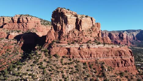 Orange-mountain-landscape-of-Arizona,-aerial-drone-shot