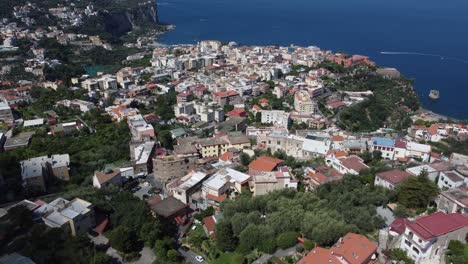 An-ultra-wide-view-of-the-city-of-Vico-Equense,-Sorrento-in-Italy-by-drone