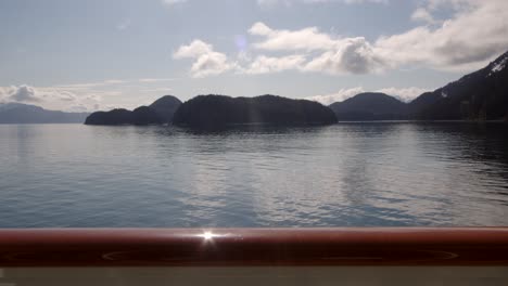Alaska-Outer-Coast,-Glacier-Bay-National-Park,-Shot-from-cruise-ship-cabin-showing-balcony-edge