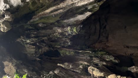 Vertical-video---Water-drops-from-the-cave-vault-in-Batu-caves,-Malaysia