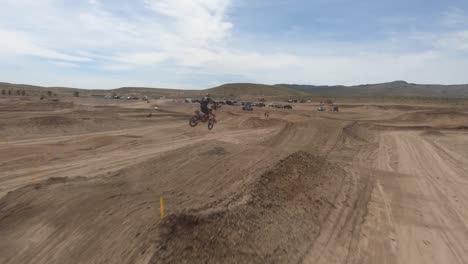 Exciting-Drone-Aerial-Of-Motocross-Dirt-Biker-Motorbike-Jump-On-Track