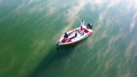 Excellent-Aerial-Shot-Of-A-Man-And-Woman-Fishing-In-Ojai,-California