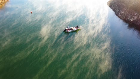 Excellent-Aerial-Shot-Of-A-Man-And-Woman-Fishing-In-Ojai,-California