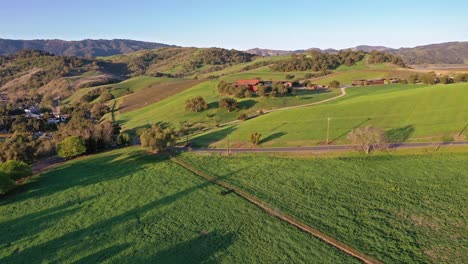 Excelente-Toma-Aérea-De-Un-Viñedo-Fuera-Del-Lago-Casitas-En-California