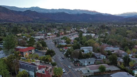 Excellent-Aerial-Shot-Of-Ojai-Avenue-In-Ojai,-California