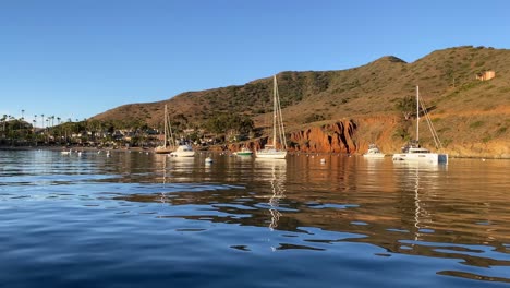 Los-Veleros-Están-Atracados-Frente-A-La-Costa-De-Catalina