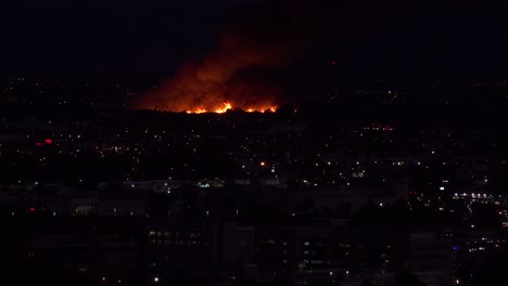 A-Large-Raging-Fire-Burns-At-Night-In-An-Urban-City-Area