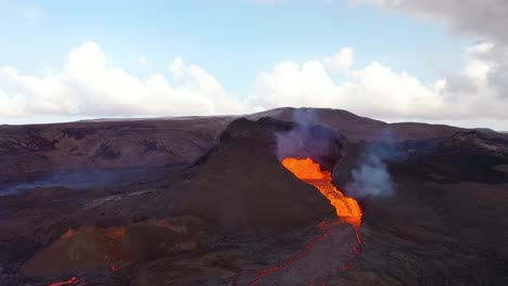 Amazing-Drone-Aerial-Of-The-Dramatic-Volcanic-Eruption-Of-The-Fagradalsfjall-Volcano-On-The-Reykjanes-Peninsula-In-Iceland