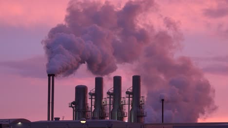 Establishing-Shot-Smokestacks-Of-A-Geothermal-Power-Plant-Producing-Clean-Energy-In-Iceland