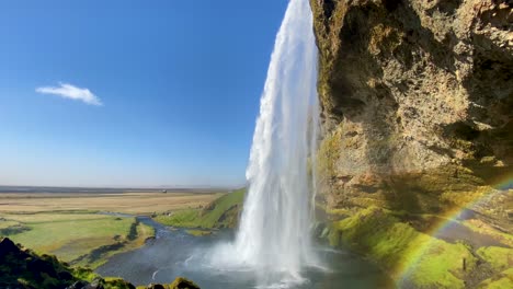 Establishing-Shot-Of-The-Beautiful-Seljalandsfoss-Waterfall-In-South-Iceland