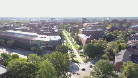 Aerial-Of-Purdue-University-Campus-In-West-Lafayette,-Indiana