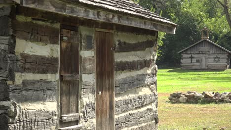 An-1850-Homestead-Settlement-In-Rural-Shows-The-Log-Cabin-Style-Of-Early-Settlers