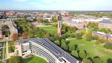 Aerial-Over-The-University-Of-Illinois-College-Campus-In-Champaign-Urbana-Illinois