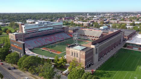 Aerial-Over-The-University-Of-Illinois-College-Football-Stadium-In-Champaign-Urbana-Illinois