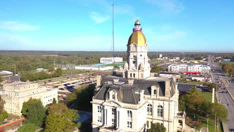 Aerial-Over-Old-Courthouse-In-Terre-Haute,-Indiana