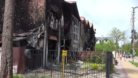 Destroyed-Buildings-Along-A-Street-In-Irpin-Ukraine-Following-The-Russian-Occupation