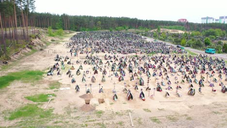 Shocking-Aerial-Of-Vast-Acres-Of-Fresh-Graves-In-The-Cemetery-In-Irpin-(Kyiv)-Ukraine-Following-Russian-Aggression-In-The-War