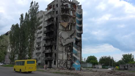 Borodianka,-Borodyanka,-Ukraine-With-Bombed-And-Rocketed-Apartment-Buildings-Where-Hundreds-Were-Killed-By-Russian-Occupation