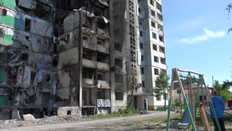 Borodianka,-Borodyanka,-Ucrania-Edificios-De-Apartamentos-Bombardeados-Y-Lanzados-Con-Cohetes-Donde-Cientos-Fueron-Asesinados-Por-La-Ocupación-Rusa