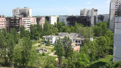 High-Angle-Of-Destroyed-Apartments-In-The-Saltivka-District-Of-Kharkiv-As-A-Result-Of-Russian-Shelling,-Rocket-Attacks-And-Aggression-Against-Ukraine