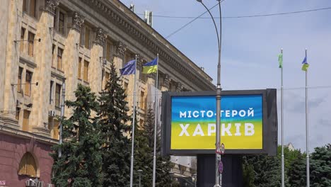 A-Billboard-In-Kharkiv-Central-Square-Depicts-The-City-As-A-Hero-City-In-Ukraine-After-It-Was-Bombed-Heavily-By-Russian-Invaders