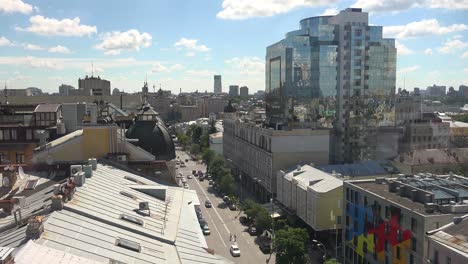 Establishing-Shot-Rooftops-And-Office-Buildings-Of-Downtown-Kyiv,-Ukraine