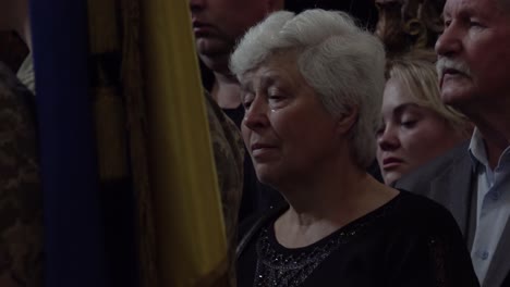 Mourners-Gather-And-Cry-At-The-Coffin-Of-A-Dead-Ukrainian-Soldier-During-A-Funeral-Service-In-Lviv,-Ukraine