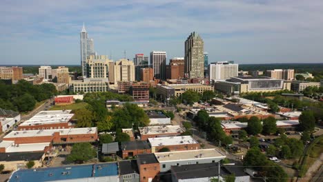 High-Angle-Establishing-Shot-Of-Downtown-Raleigh-North-Carolina-Skyline