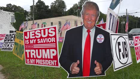 Yard-Signs-Promote-Donald-Trump-For-President-As-Well-As-Promoting-A-Jesus-As-Our-Savior