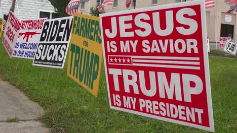 Yard-Signs-Promote-Donald-Trump-For-President-As-Well-As-Promoting-A-Jesus-As-Our-Savior