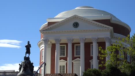 Establishing-Shot-Of-The-Rotunda-On-The-University-Of-Virginia-Campus,-Designed-And-Built-By-Thomas-Jefferson