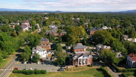 Aerial-Shot-Suburban-Charlottesville,-Virginia-Near-The-University-Campus