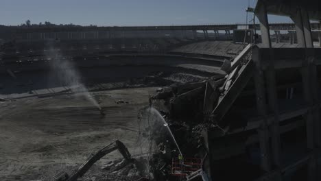 Aerial-Shot-Of-Construction-Crews-Tearing-Down-Qualcomm-Stadium-Destruction-Demolition-San-Diego-Chargers-Football-Field