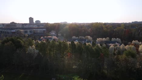 Excelente-Vista-Aérea-De-Calles-Arboladas-En-Bethesda,-Maryland