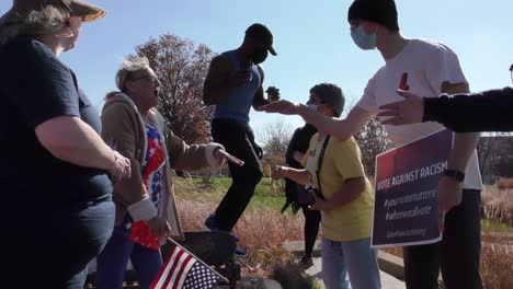 Trump-Supporters-Demonstrate-And-Confront-Young-Counter-Protestors-Outside-The-Iowa-State-Capital-Building