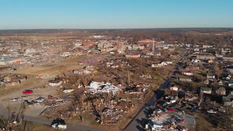 Aerial-Of-Tornado-Damage-And-The-Destruction-Of-The-Town-Of-Mayfield,-Kentucky