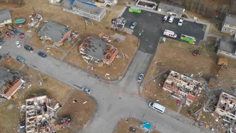 Antena-Del-Daño-Del-Tornado-Y-La-Impactante-Destrucción-De-La-Ciudad-De-Dawson-Springs,-Kentucky