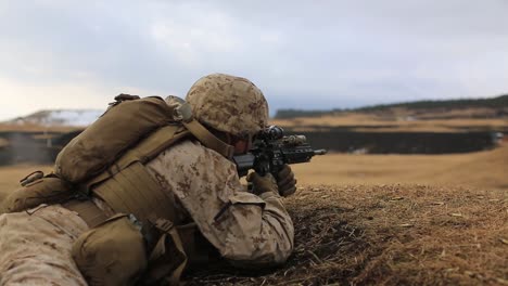 Us-Marine-Soldiers-Practice-Infantry-Formation-Tactical-Skills-And-Marksmanship-During-A-Live-Fire-Exercise,-Japan