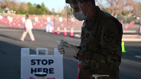 Arizona-National-Guard-Soldiers-And-Airmen-Help-Adminster-Covid-19-Pandemic-Vaccines-In-Sun-City,-Arizona