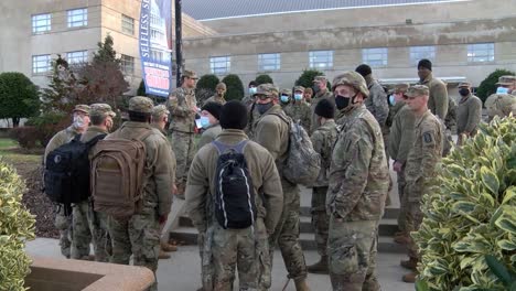 National-Guard-Members-In-Process-At-The-Washington-Dc-Armory,-Prior-To-Helping-Secure-Presidential-Inauguration