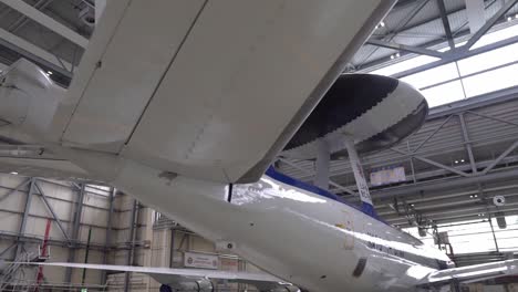 Nato-Awacs-(Airborne-Warning-And-Control-System)-Aircraft-And-Radar-Dome-Filmed-Inside-The-Metal-Hanger