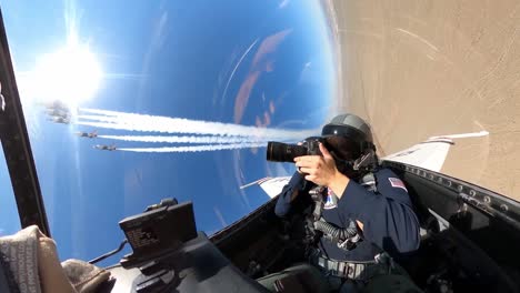 Us-Air-Force-Cockpit-Footage-Of-Thunderbird-Jet-Fighter-Planes-Flying-In-Formation-And-Aerial-Photographer