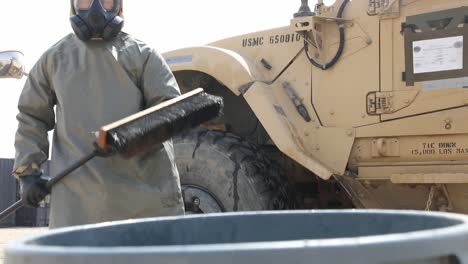 Us-Marine-Soldiers-Reconnaissance,-Surveillance-And-Decontamination-Training-With-Heavy-Trucks-In-Kuwait